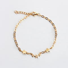 925 Sterling Silver Cable Chain Star Connector Bracelet