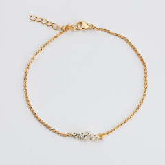 925 Sterling Silver Minimalist CZ Connector Chain Bracelet