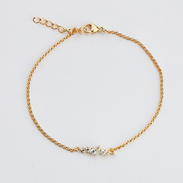 925 Sterling Silver Minimalist CZ Connector Chain Bracelet