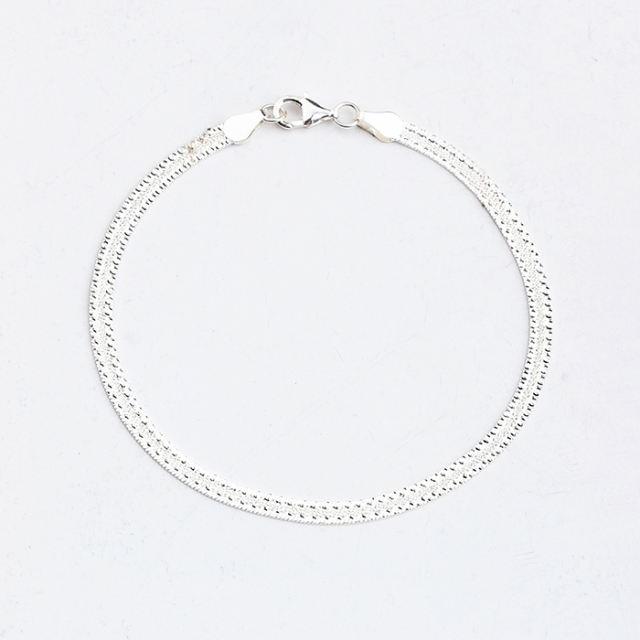 925 Sterling Silver Flat Chain Bracelet