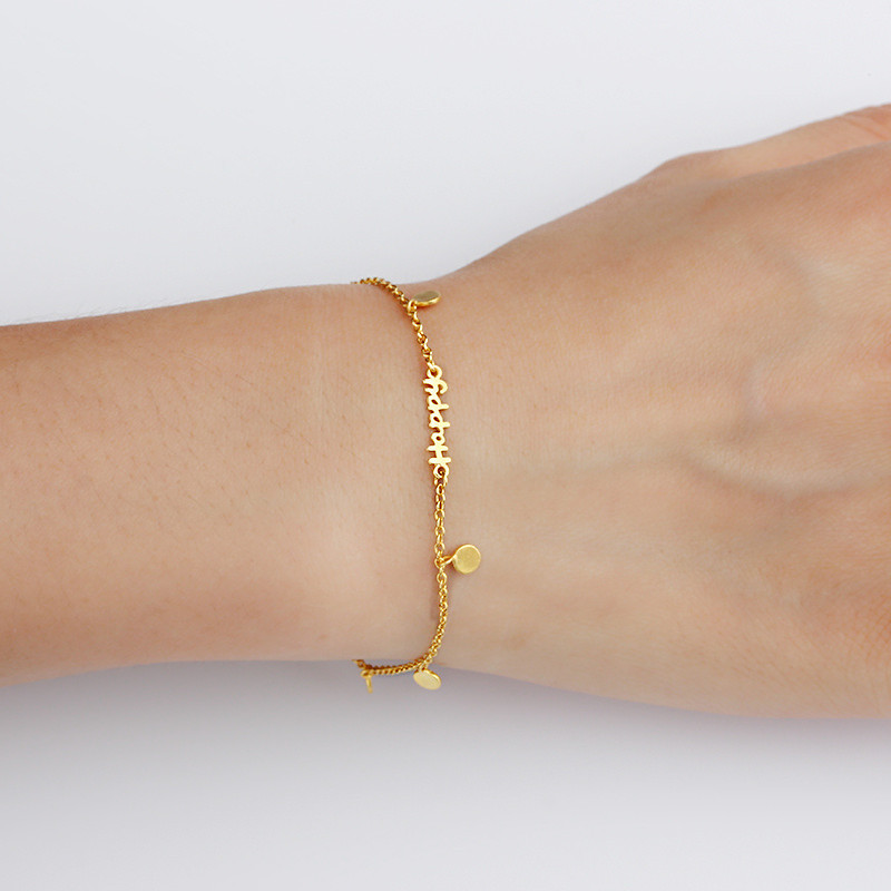 925 Sterling Silver Coin Charm Happy Connetor Bracelet