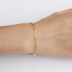 925 Sterling Silver Coin Charm Happy Connetor Bracelet