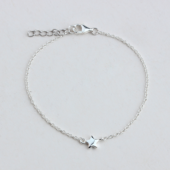 925 Sterling Silver Cable Chain Star Bracelet