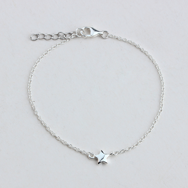 925 Sterling Silver Cable Chain Star Bracelet