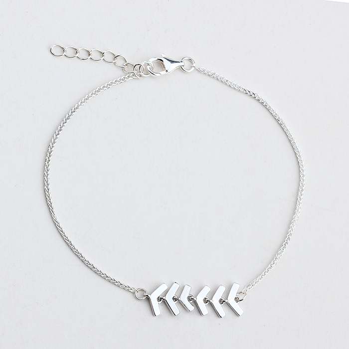 925 Sterling Silver Fishbone Connector Foxtail Chain Bracelet