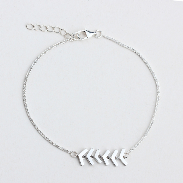 925 Sterling Silver Fishbone Connector Foxtail Chain Bracelet