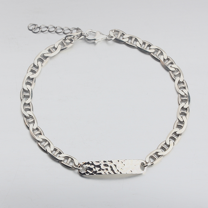 925 Sterling Silver Hammered Marine Chain Bracelet
