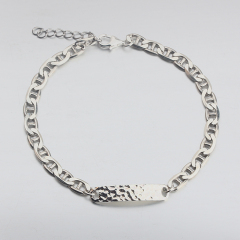 925 Sterling Silver Hammered Marine Chain Bracelet