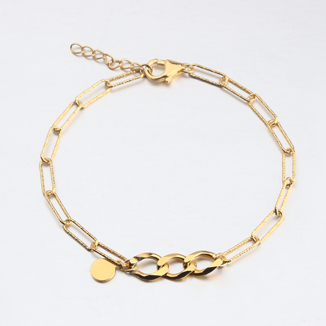 925 Sterling Silver Coin Charm Paperclip Chain Bracelet