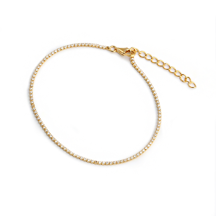 925 Sterling Silver Tiny Classic Tennis Chain Bracelet