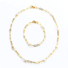 925 Sterling Silver Baroque Pearl Paperclip Chain Necklace