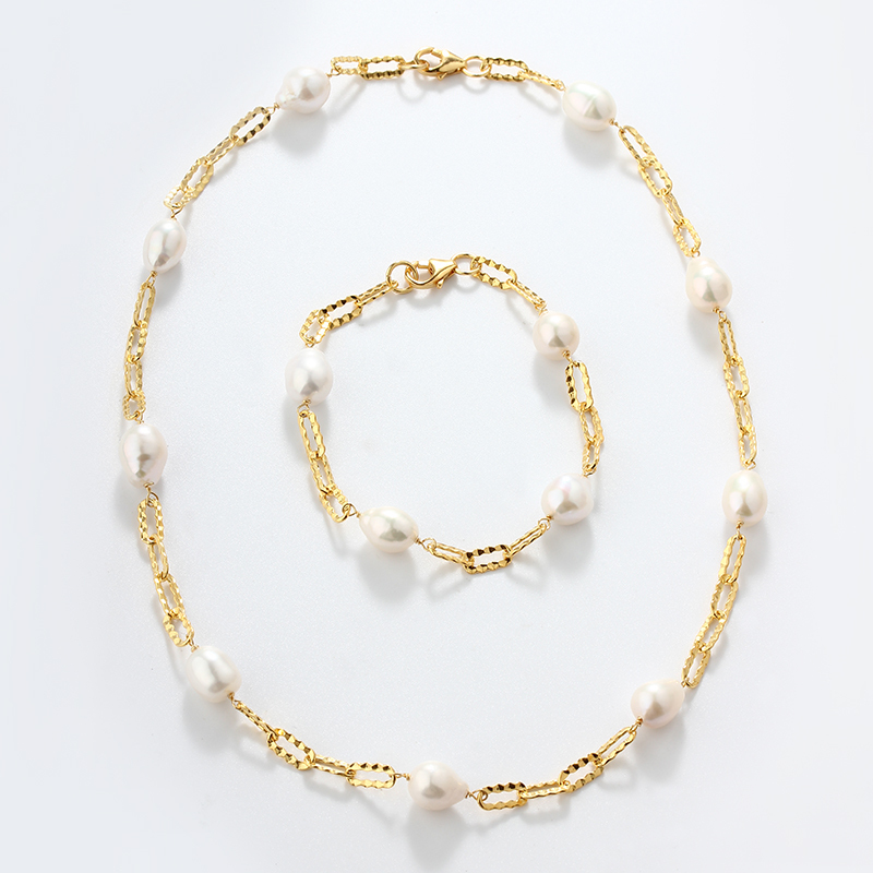 925 Sterling Silver Baroque Pearl Paperclip Chain Necklace