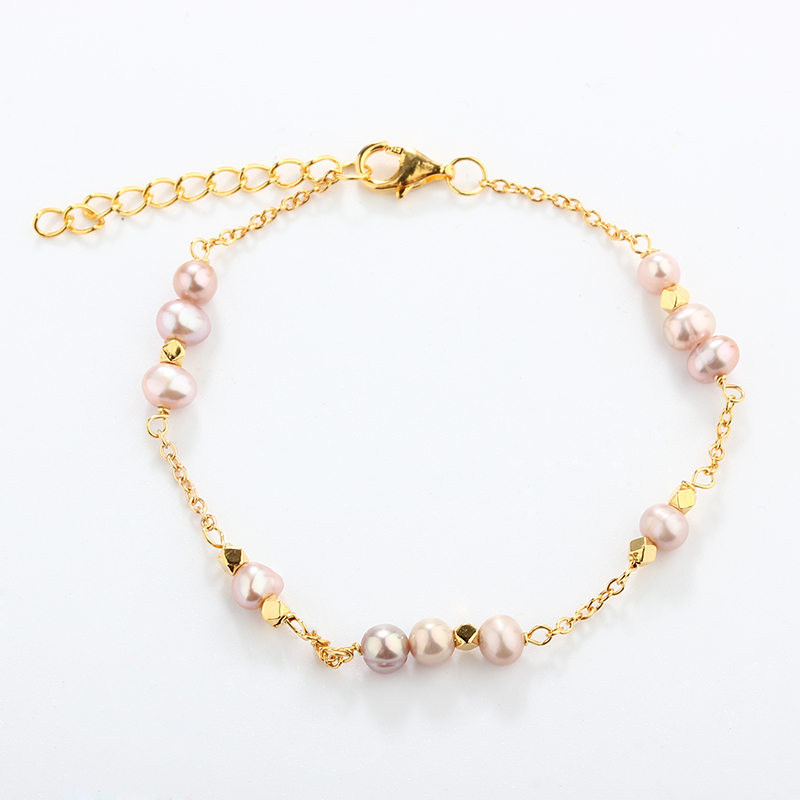925 Sterling Silver Pink Pearl Bracelet