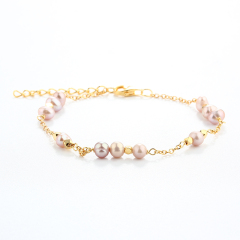 925 Sterling Silver Pink Pearl Bracelet