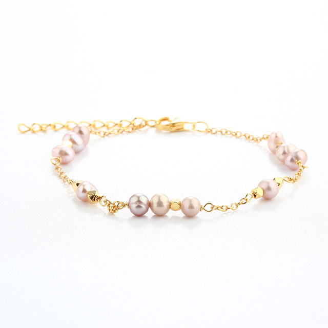 925 Sterling Silver Pink Pearl Bracelet