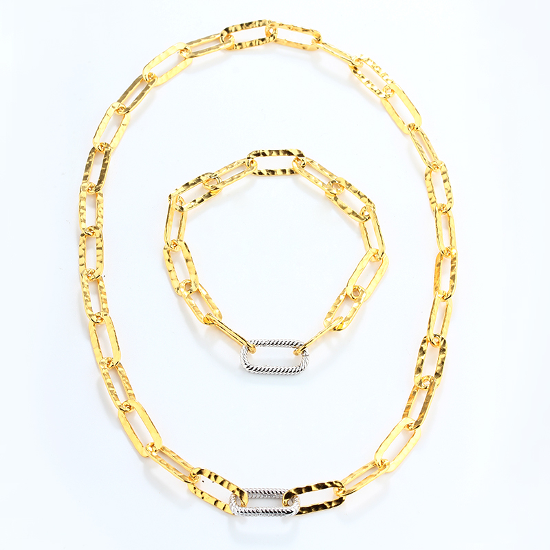 925 Sterling Silver Hammered Paperclip Chain Necklace
