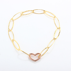 925 Sterling Silver Unusual Heart Clasp Fancy Chain Necklace