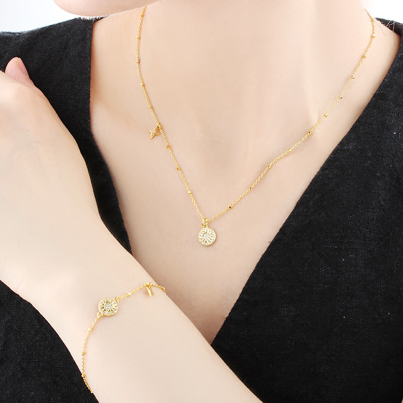 925 Sterling Silver Star And Sun Necklace