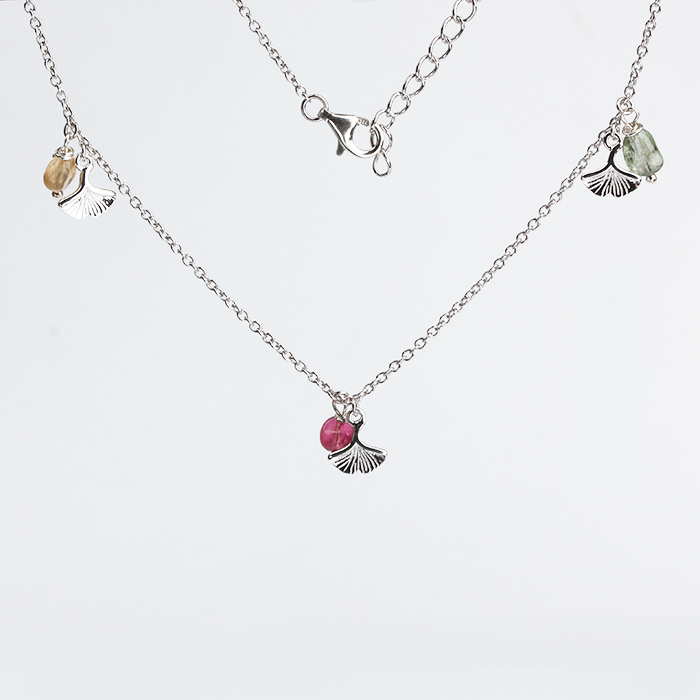 925 Sterling Silver Tourmaline Gemstone Tail Charn Necklace