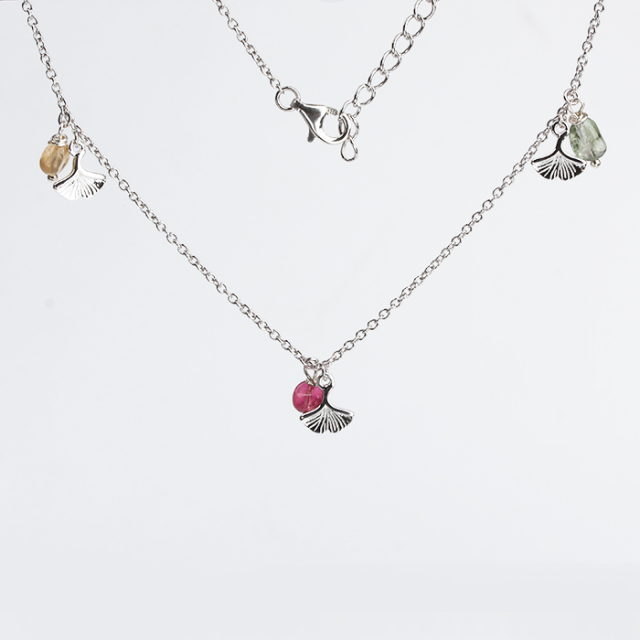 925 Sterling Silver Tourmaline Gemstone Tail Charn Necklace