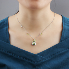 925 Sterling Silver Peridot Calabash Chain Necklace