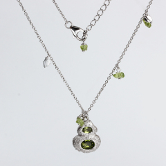 925 Sterling Silver Peridot Calabash Chain Necklace