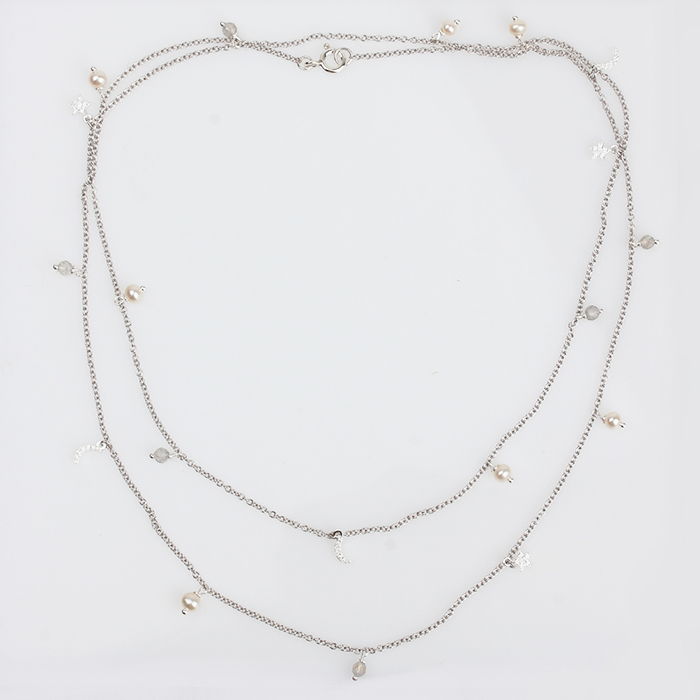 925 Sterling Silver Cubic Zirconia Star And Moon Chain Necklace