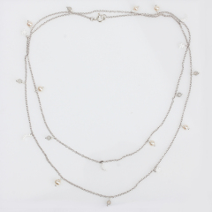 925 Sterling Silver Cubic Zirconia Star And Moon Chain Necklace