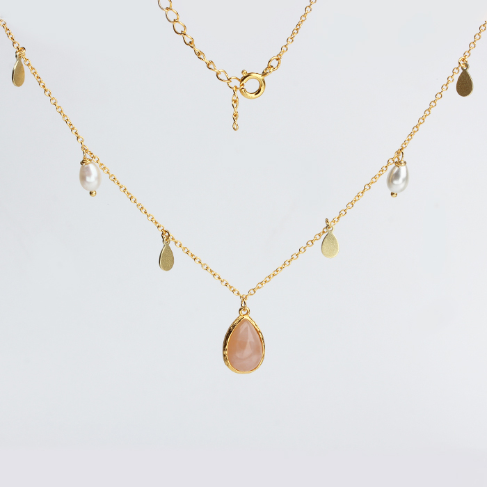 925 Sterling Silver Freshwater Pearl Pear Coin Chain Necklace