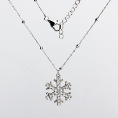 925 Sterling Silver Cubic Zirconia Snow Charm Necklace