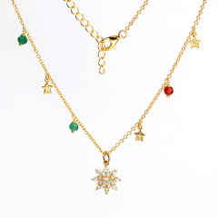 925 Sterling Silver Cubic Zirconia And Gemstone Star Necklace