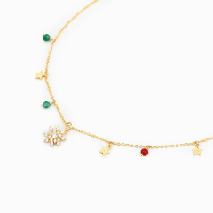 925 Sterling Silver Cubic Zirconia And Gemstone Star Necklace
