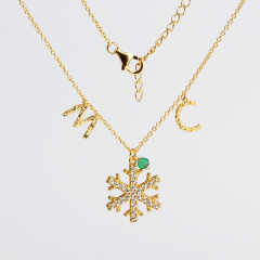 925 Sterling Silver Snow And Hammer Letter Charm Necklace
