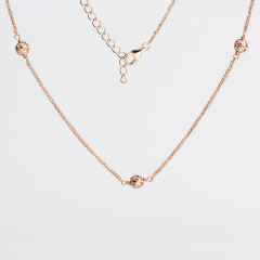 925 Sterling Silver Cubic Zirconia Bead Chain Necklace For Women