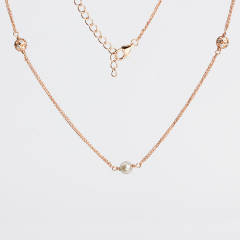 925 Sterling Silver Cubic Zirconia Bead Chain Necklace For Women