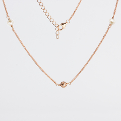 925 Sterling Silver Cubic Zirconia Bead Chain Necklace For Women