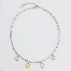 925 Sterling Silver Hammer Letter Chain Necklace For Women