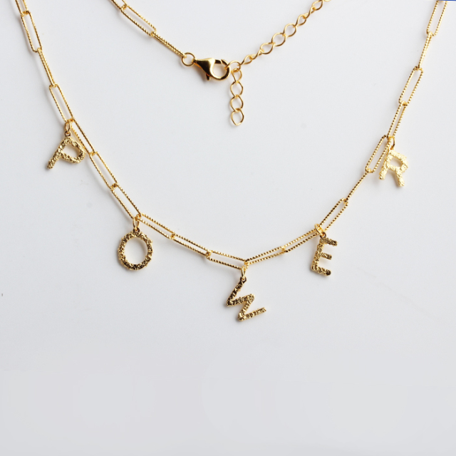 925 Sterling Silver Hammer Power Chain Necklace For Women