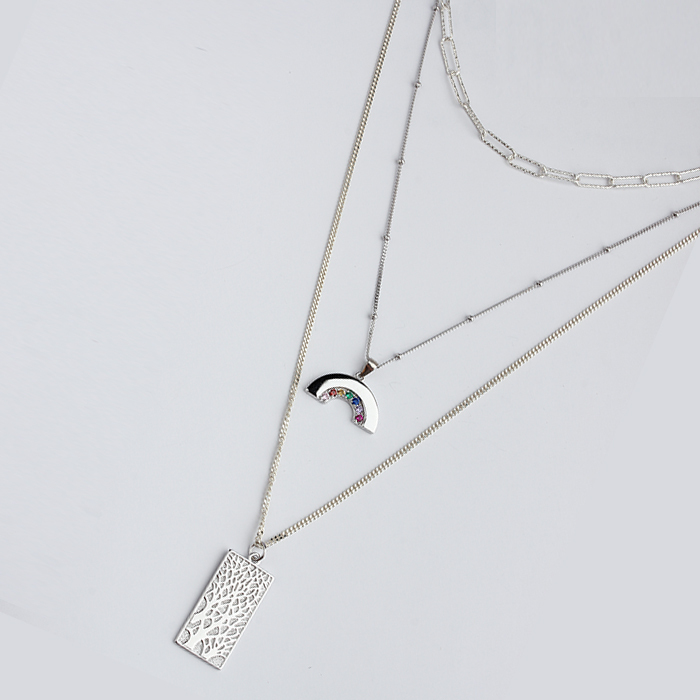 925 Sterling Silver Color Cubic Zirconia Necklace For Women