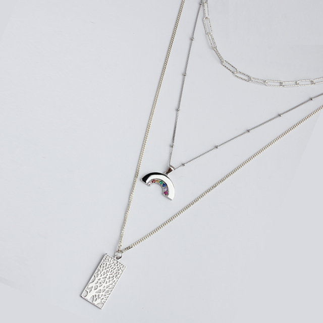 925 Sterling Silver Color Cubic Zirconia Necklace For Women