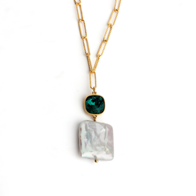 925 Sterling Silver Baroque Pearl  And Crystal Necklace For Women