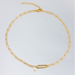 925 Sterling Silver Pearl Faceted-Cut Long Cable Chain Necklace For Women
