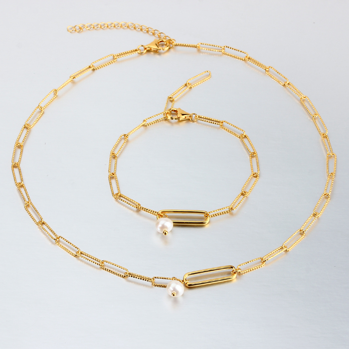 925 Sterling Silver Pearl Faceted-Cut Long Cable Chain Necklace For Women