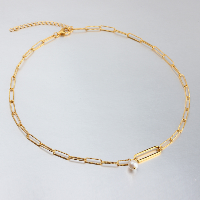 925 Sterling Silver Pearl Faceted-Cut Long Cable Chain Necklace For Women