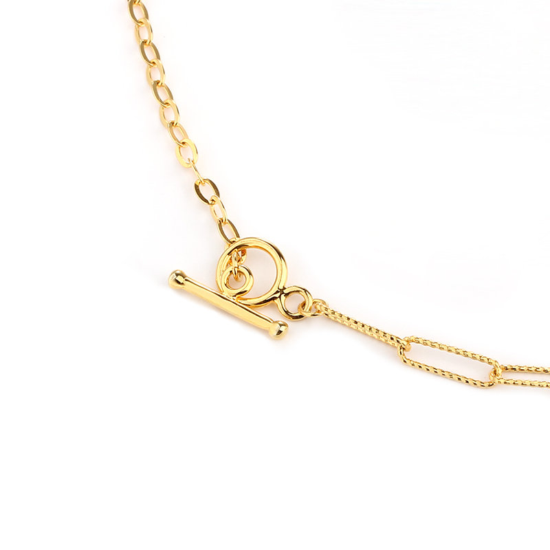 925 Sterling Silver Toggle Clasp Faceted-Cut Chain Necklace