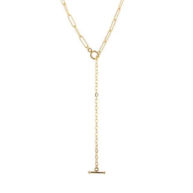 925 Sterling Silver Toggle Clasp Faceted-Cut Chain Necklace