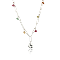 925 Sterling Silver Disc Tourmaline Necklace For Women