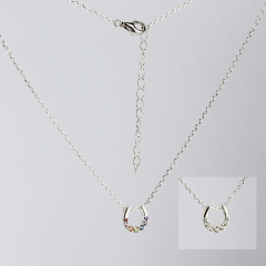 925 Sterling Silver Double Setting CZ Surface Necklace For Women