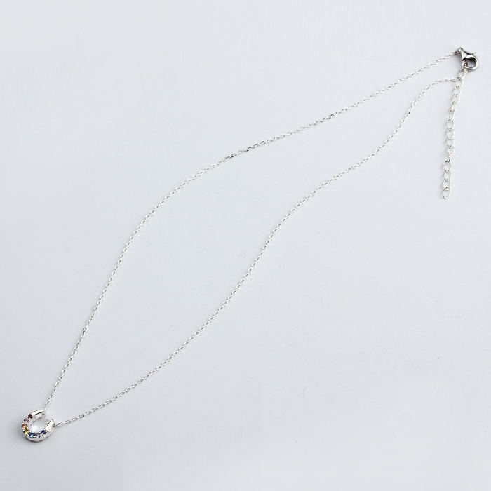 925 Sterling Silver Double Setting CZ Surface Necklace For Women