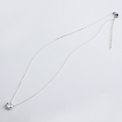925 Sterling Silver Double Setting CZ Surface Necklace For Women